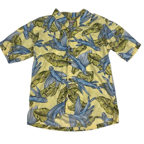 Patagonia Pataloha Men's Limited Hawaiian Fish Blue Yellow Print Shirt Medium - Picture 1 of 11